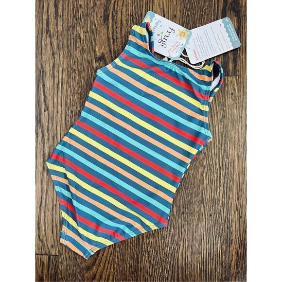 NEW Frugi 18-24 Months Little Sally Multi Striped 1-piece Swimsuit - Picture 3 of 5
